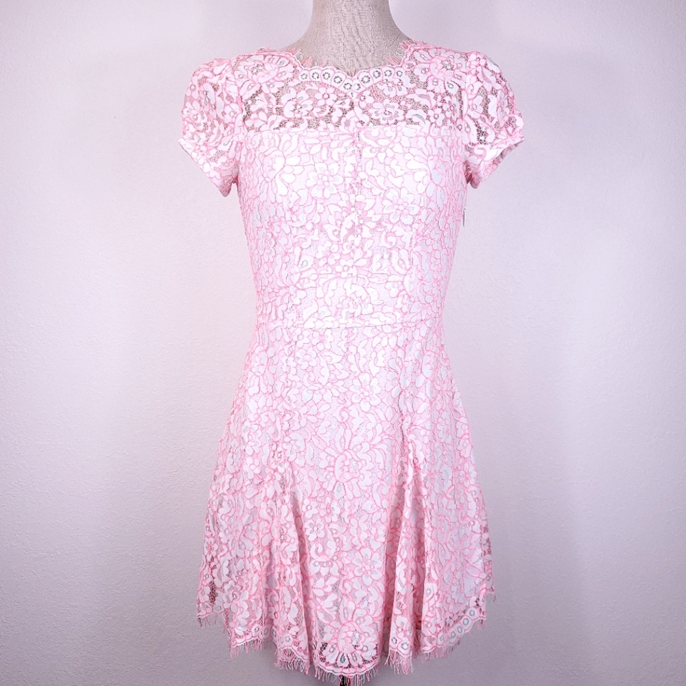 Juicy Couture Neon Pink Corded Lace Dress